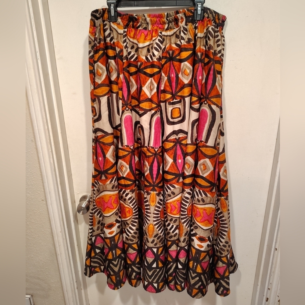 Cato Colorful Geometric Print Maxi Skirt Sz 14/16 Bohemian Festival Hippie Vacay